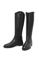 Woman Black Zippered Leather Boot | Derimod