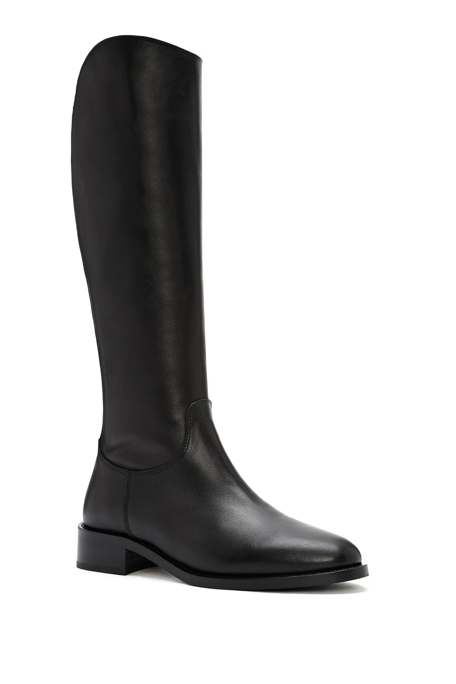 Woman Black Zippered Leather Boot
