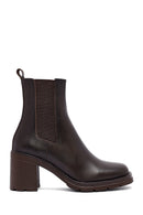 Kadın Kahverengi Kalın Topuklu Deri Bot | Derimod