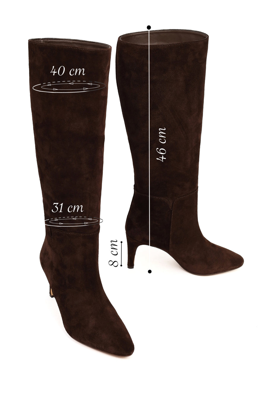 Women's Brown Thin Heeled Suede Leather Boot