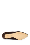 Women's Brown Thin Heeled Suede Leather Boot | Derimod