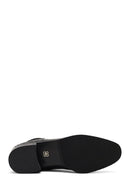 Women's Black Croco Patterned Short Thick Heel Leather Chelsea Boot | Derimod
