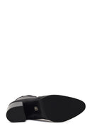 Women's Black Zippered Thick Heeled Leather Boot | Derimod