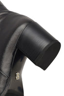 Women's Black Zippered Thick Heeled Leather Boot | Derimod