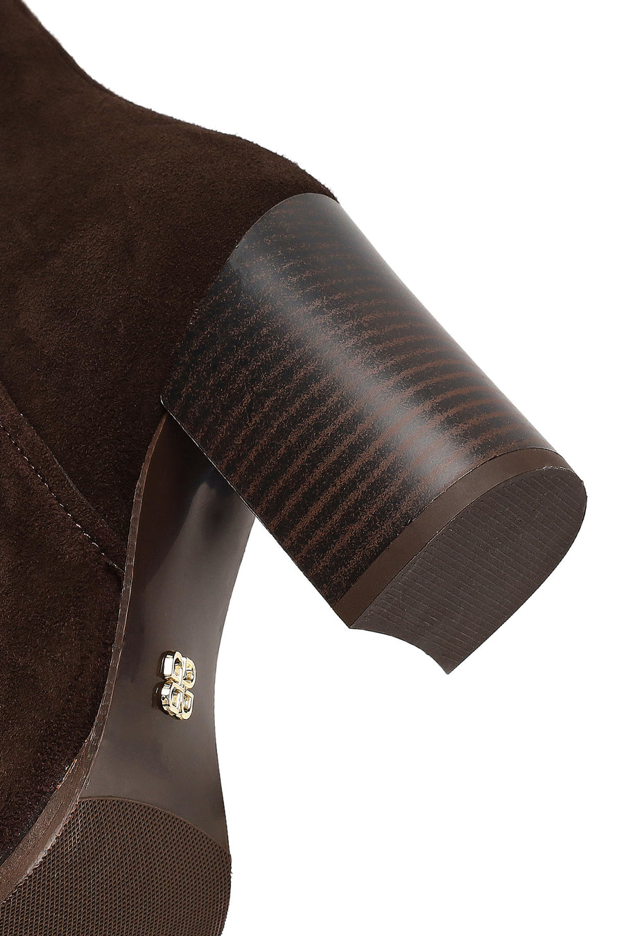 Women's Brown Zippered Thick Heeled Suede Leather Boot