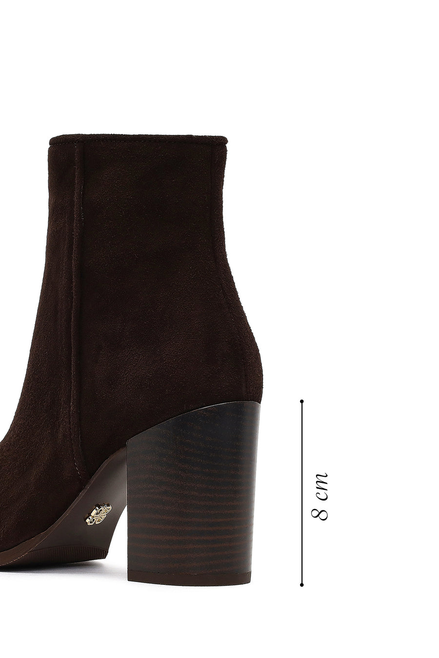 Women's Brown Zippered Thick Heeled Suede Leather Boot