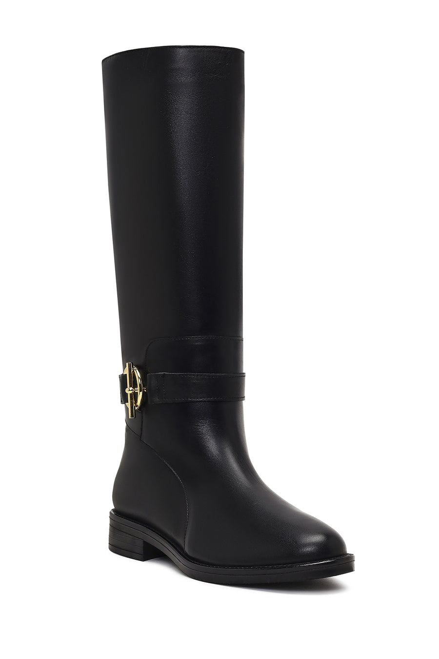 Women's Black Buckle Detailed Leather Boot