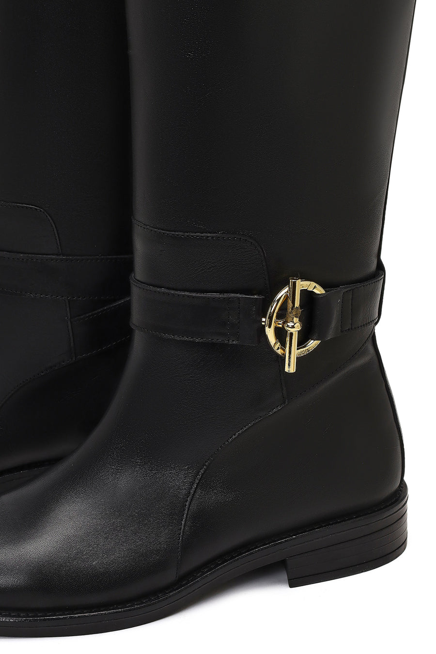 Women's Black Buckle Detailed Leather Boot