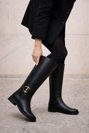 Women's Black Buckle Detailed Leather Boot | Derimod