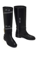Women's Black Buckle Detailed Leather Boot | Derimod