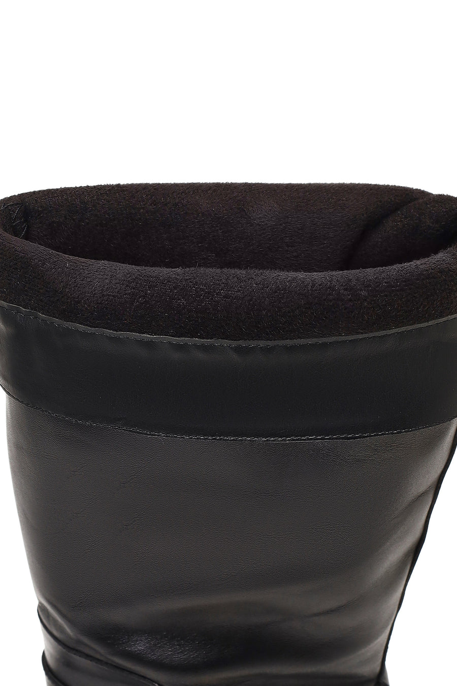 Women's Black Buckle Detailed Leather Boot