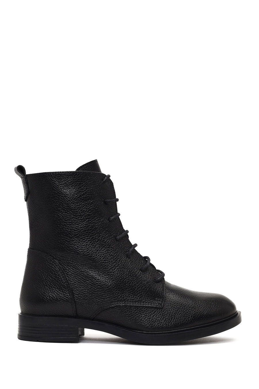 Women's Black Lace-Up Zipper Leather Boot 25WFD1642FT | Derimod