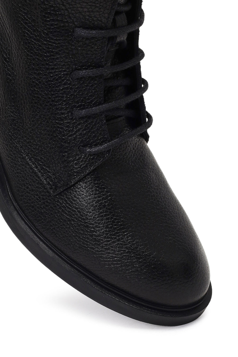 Women's Black Lace-Up Zipper Leather Boot