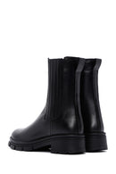 Woman Black Zippered Thick Sole Leather Boat | Derimod
