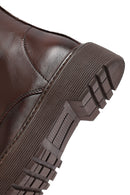 Women's Brown Lace-Up Zipper Thick-Soled Leather Combat Boots | Derimod