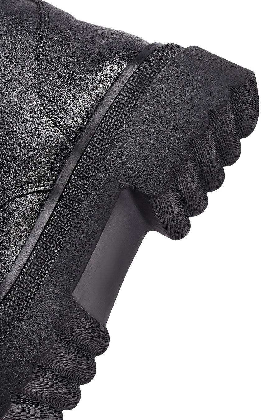Woman Black Zippered Leather Postal Boots