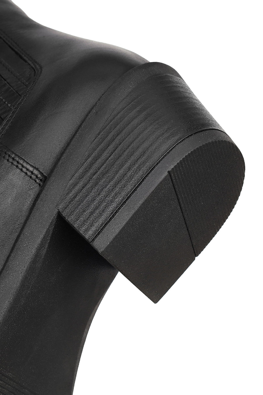Women's Black Short Thick Heeled Leather Cowboy Boots