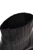Women's Black Short Thick Heeled Leather Cowboy Boots | Derimod