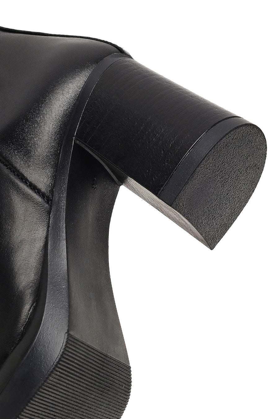 Women's Black Thick Heeled Leather Chelsea Boot