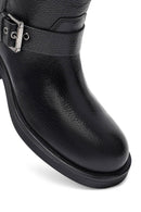 Woman Black Zippered Low Heeled Shoes Leather Boat | Derimod