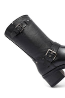 Woman Black Zippered Low Heeled Shoes Leather Boat | Derimod