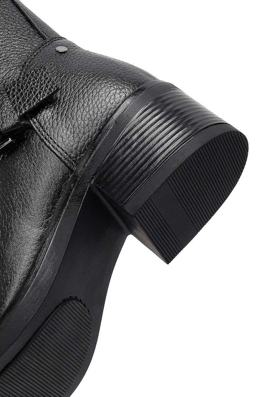 Woman Black Zippered Low Heeled Shoes Leather Boat