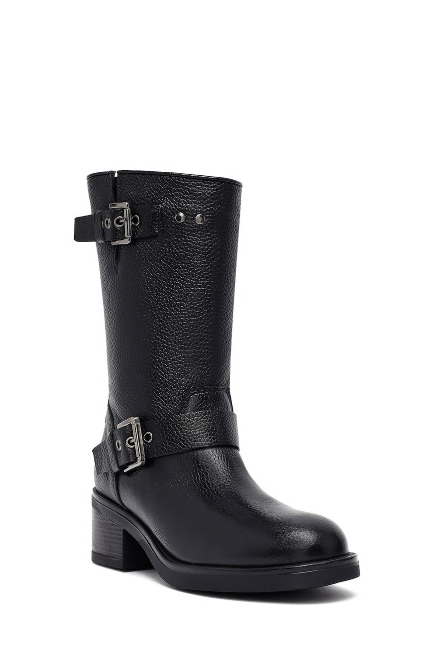 Woman Black Zippered Low Heeled Shoes Leather Boat