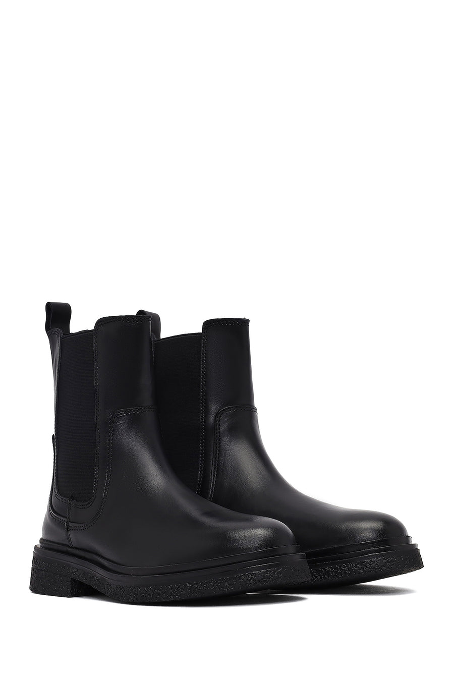 Women's Black Leather Chelsea Boot