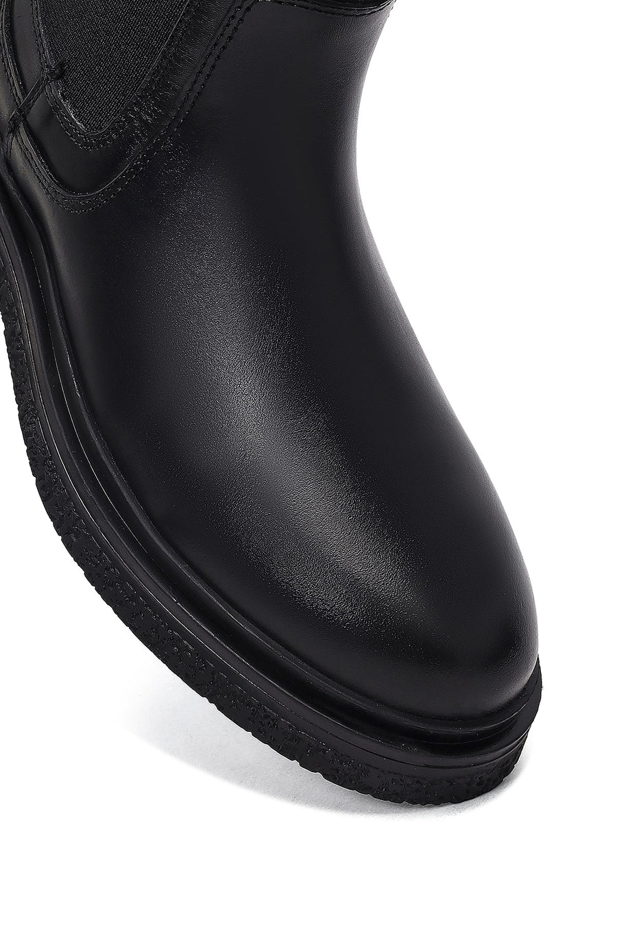 Women's Black Leather Chelsea Boot