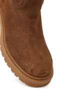 Women's Tan Chunky Sole Suede Leather Boots | Derimod