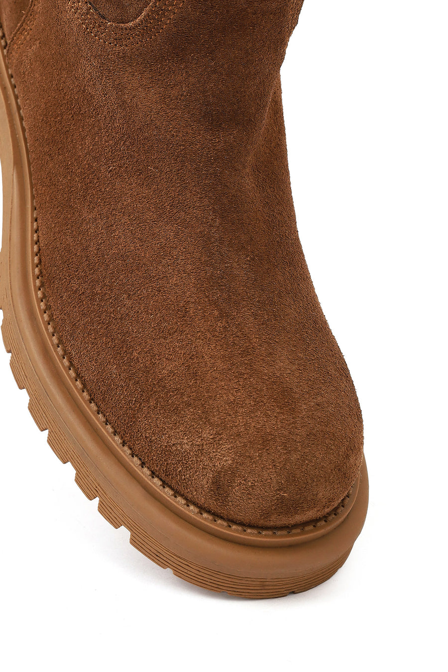 Women's Tan Chunky Sole Suede Leather Boots