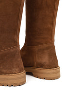 Women's Tan Chunky Sole Suede Leather Boots | Derimod