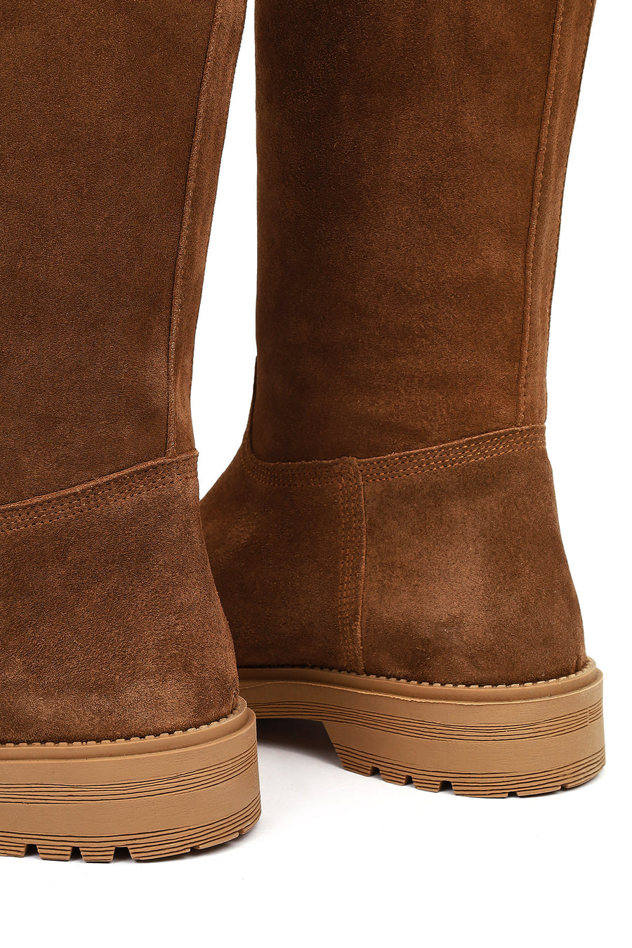 Women's Tan Chunky Sole Suede Leather Boots
