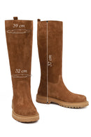 Women's Tan Chunky Sole Suede Leather Boots | Derimod