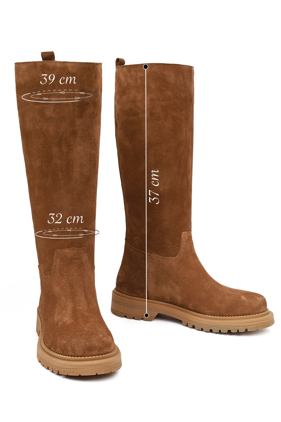 Women's Tan Chunky Sole Suede Leather Boots