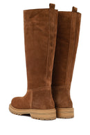 Women's Tan Chunky Sole Suede Leather Boots | Derimod