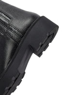 Woman Black Zippered Thick Sole Leather Boat | Derimod