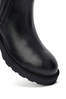 Woman Black Zippered Thick Sole Leather Boat | Derimod