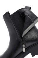 Woman Black Zippered Thick Sole Leather Boat | Derimod