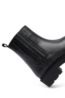Woman Black Zippered Thick Sole Leather Boat | Derimod