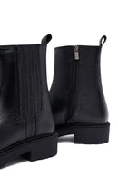 Woman Black Zippered Thick Sole Leather Boat | Derimod