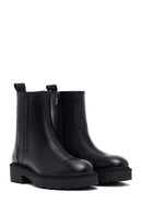 Woman Black Zippered Thick Sole Leather Boat | Derimod