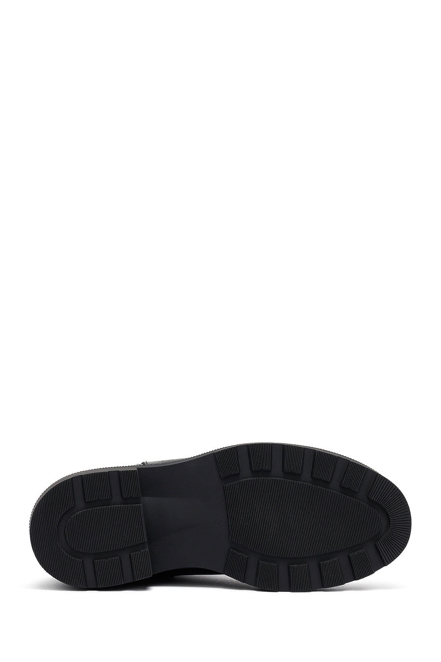 Woman Black Zippered Thick Sole Leather Boat