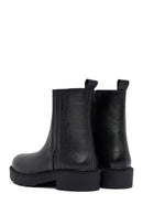 Woman Black Zippered Thick Sole Leather Boat | Derimod