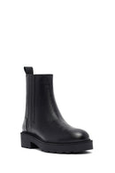 Woman Black Zippered Thick Sole Leather Boat | Derimod