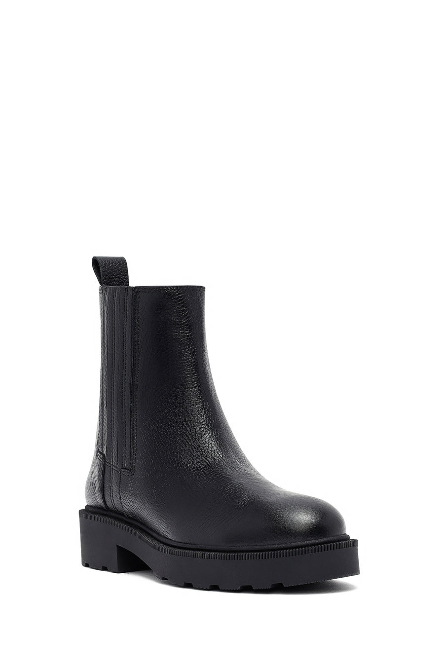 Woman Black Zippered Thick Sole Leather Boat
