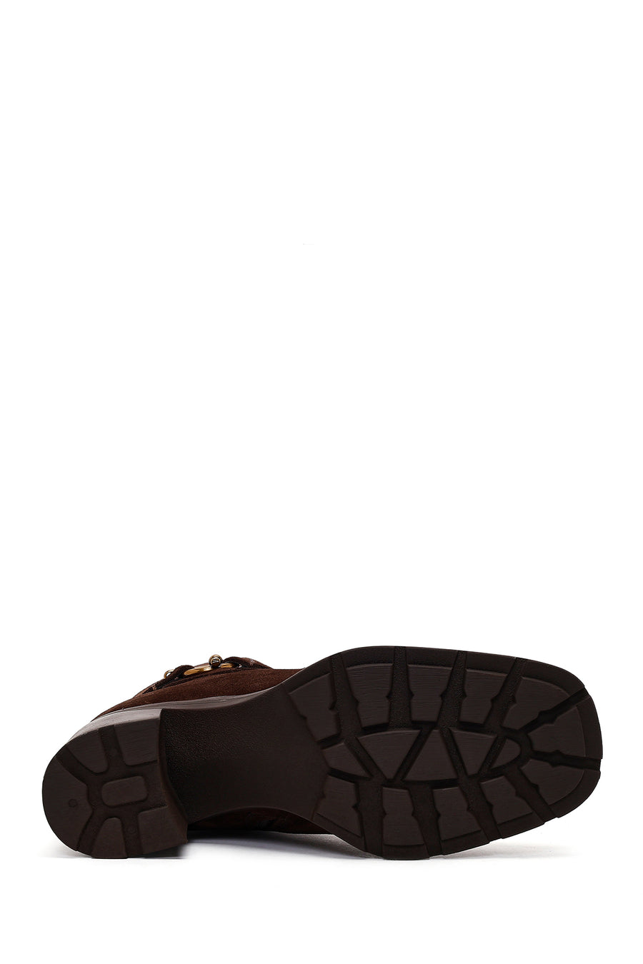 Women's Brown Zippered Thick Heel Suede Leather Boots