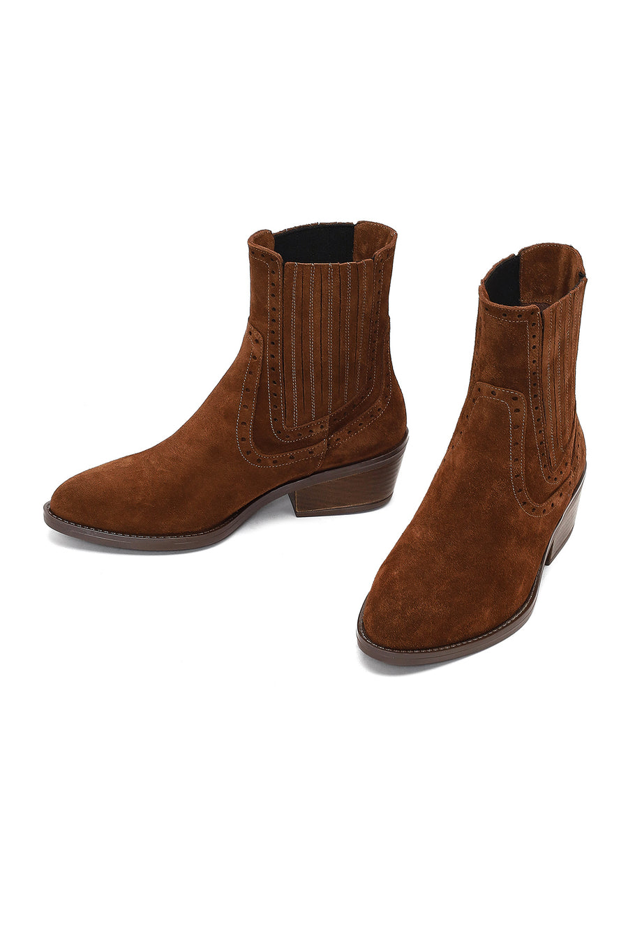 Kadın Taba Süet Deri Kovboy Bot