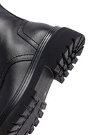 Woman Black Zippered Lace-Up Thick Sole Leather Postal Boots | Derimod