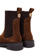Women's Tan Suede Leather Chelsea Boot | Derimod